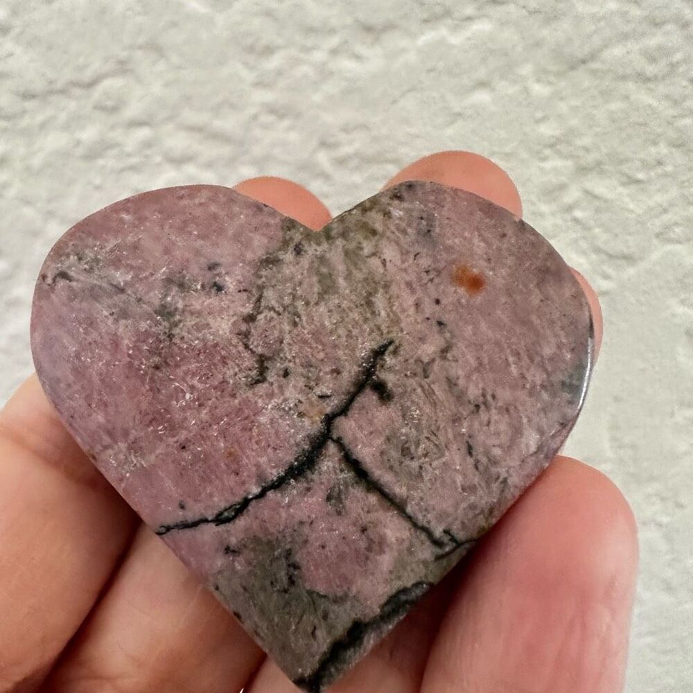 Rhodonite Crystal  pocket Heart